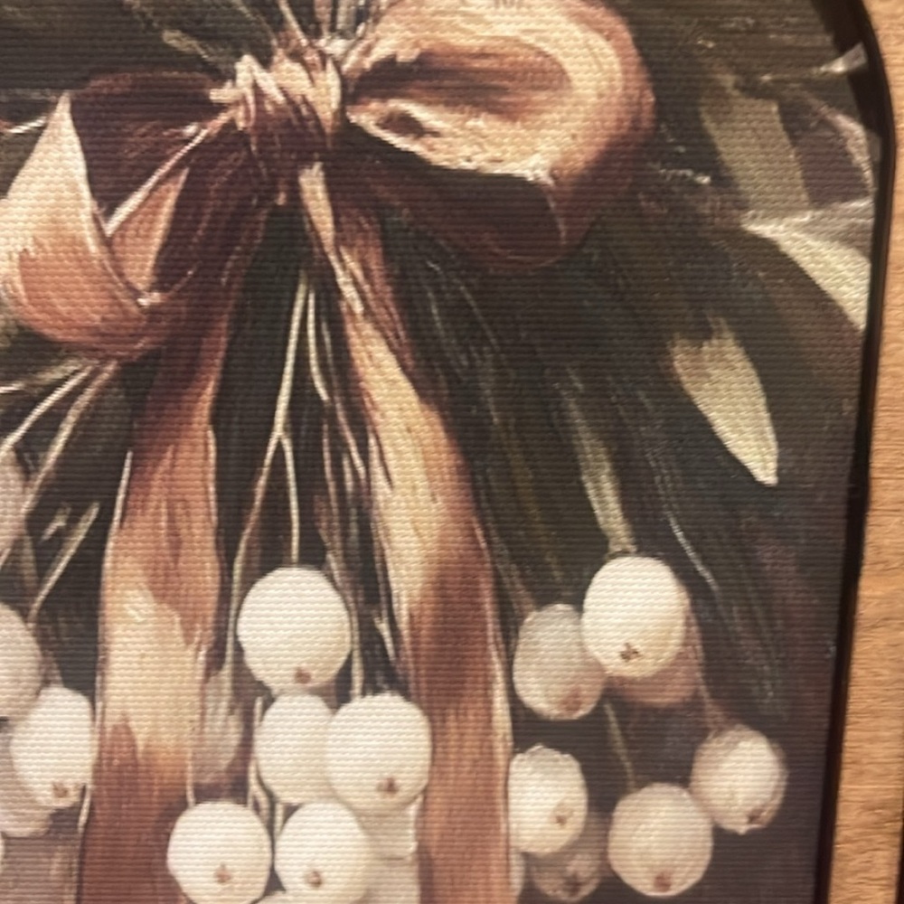 Winter Snowberries Round Top Wooden Framed Art. Christmas decor Rustic Farmhouse - Picture 5 of 7